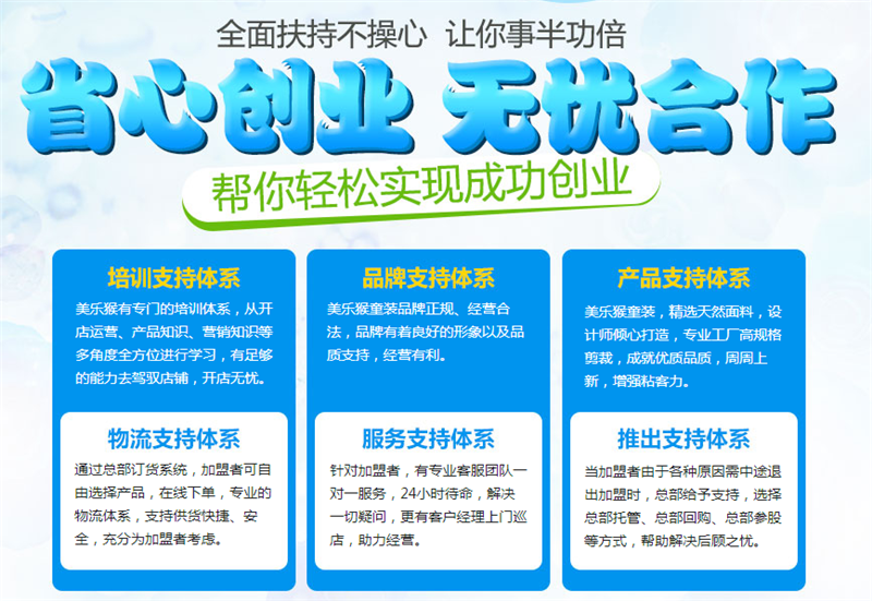 美乐猴童装加盟支持 美乐猴童装加盟支持